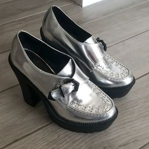 Silver creeper heel booties